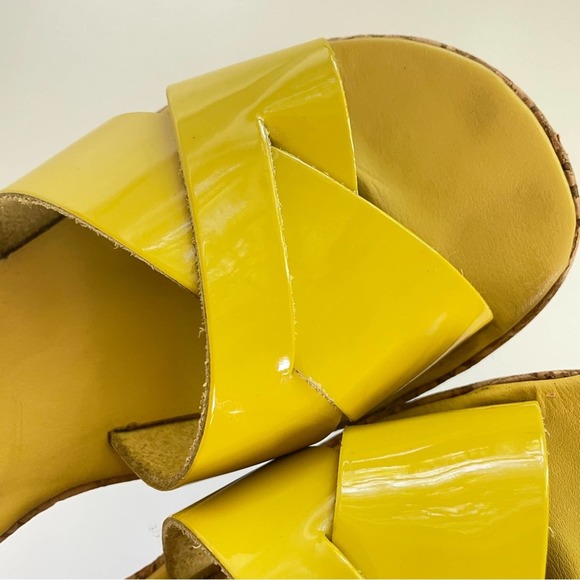 Kork-ease Myrna Sandal Patent Yellow Leather Cork Wedge Retro Comfort Buckle 7 - Picture 7 of 11